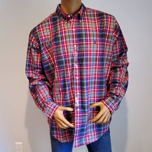 Ralph Lauren Red Blue Plaid Long Sleeve Shirt XXL